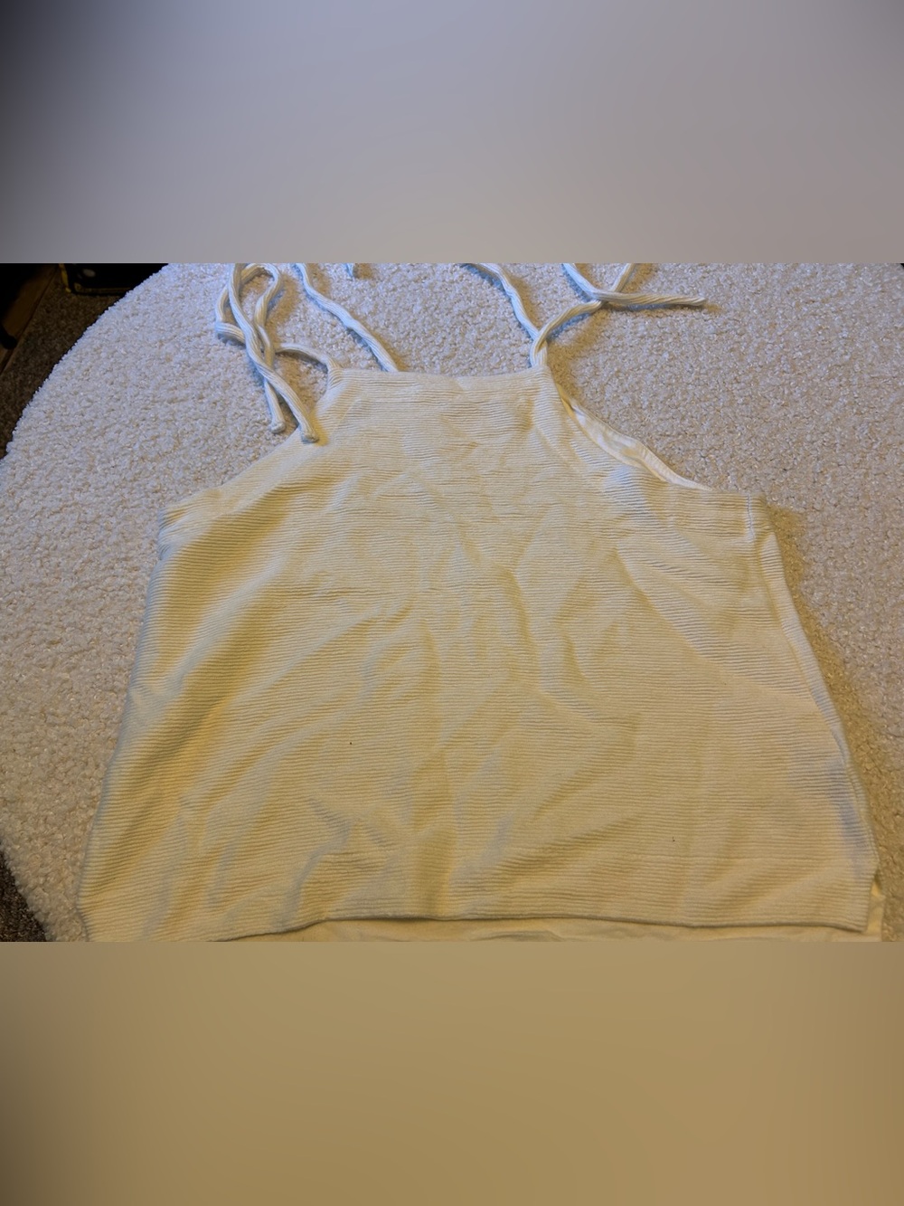 Madewell Cream Ribbed Halter Cami with Tie Straps